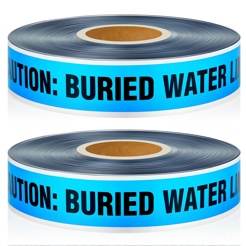Pangda 2 Rolls 1000 Feet Detectable Safety Tape 5 Mil Underground Detectable Warning Tape for Construction Sites Road Repairs(Caution Buried Water Line Below,3 Inch,Blue) 3 Inch Caution Buried Water Line Below Blue