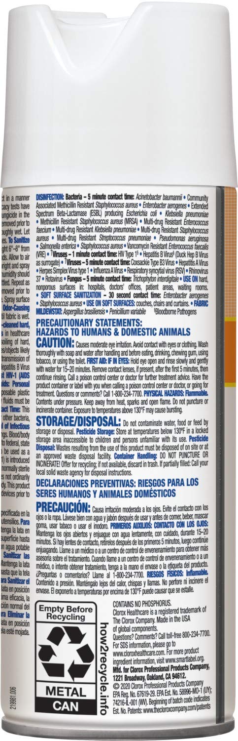 [Australia - AusPower] - CloroxPro Healthcare Citrace Hospital Disinfectant & Sanitizer Aerosol Spray, Healthcare Cleaning and Industrial Cleaning, Clorox Disinfecting Spray, Citrus, 14 Ounces - 49100 