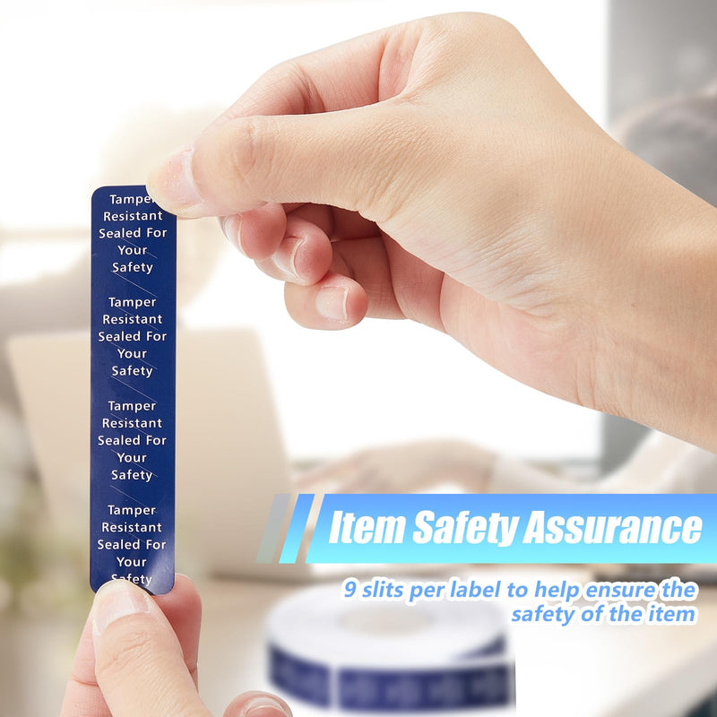 Outus 2000 Pcs Tamper Evident Labels Rolls Adhesive Safety Stickers 0.75 x 3.5'' Tamper Evident Tape for Security Food Delivery Bag Closure Container Box Jar Mailing Packaging Sealing (Navy Blue) Navy Blue