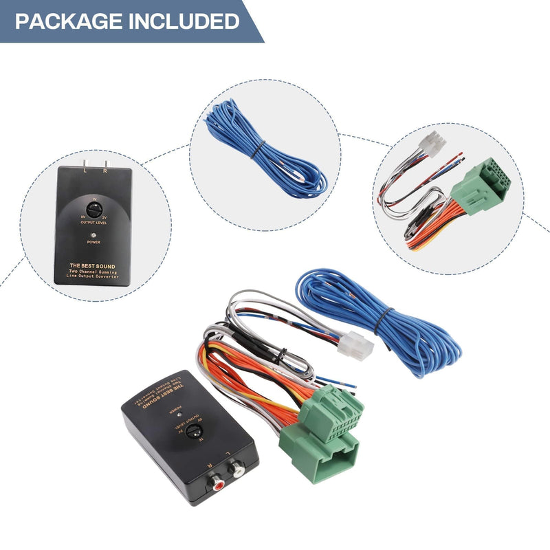 [Australia - AusPower] - NuIth Add Amp Amplifier Subwoofer Interface Kit Fit for 2014-2021 GM Vehicles Chevy Silverado Camaro Yukon on Factory OEM Radio Stereo System 2-Channel RCA line Output Converter 