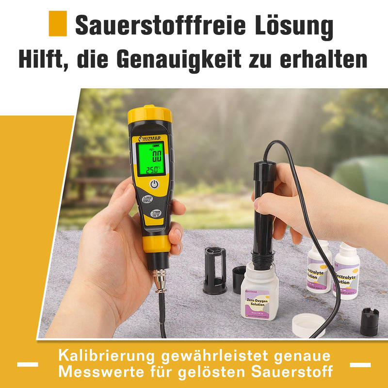 Electrolyte Solution Zero Oxygen Solution and Membrane Caps Kit for Dissolved Oxygen Meter, 2 Bottles 30 ml Electrolyte Solution, 1 Bottle 50 ml Zero Oxygen Solution and 6 Membrane Caps | 2 Flaschen 30ml Elektrolytlösung 1 Flasche 50ml Null-Sauerstoff-...
