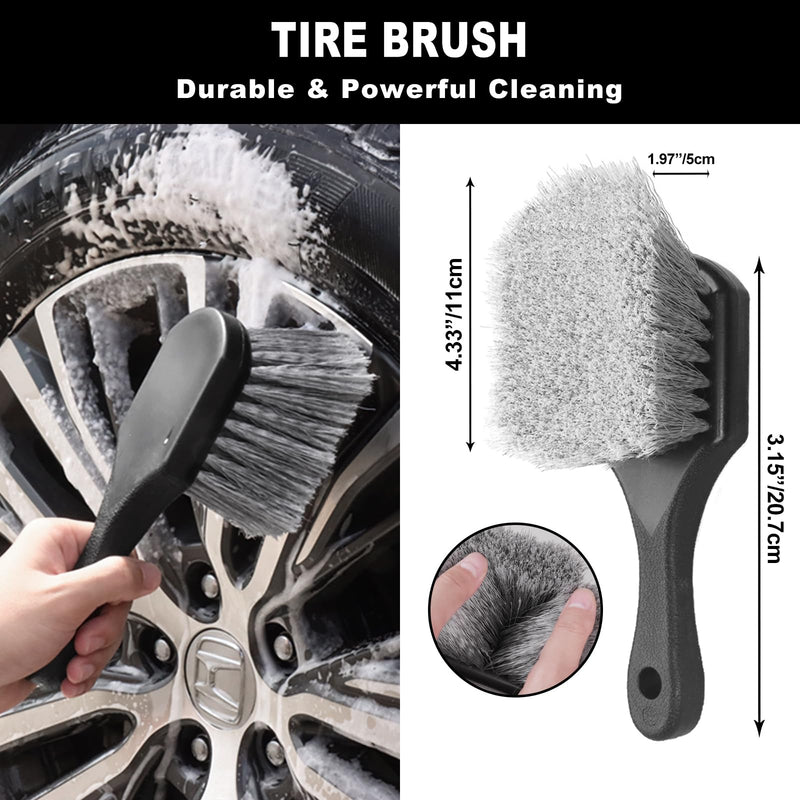 [Australia - AusPower] - 7Pcs Car Wheel Brush kit, Tire Brush, Wheel Cleaner Brush, Soft-bristled Rim Cleaner Brush, Tire Shine Applicator Pad, Car Detailing Brushes, Wheel Brushes for Cleaning Wheels,Tires 