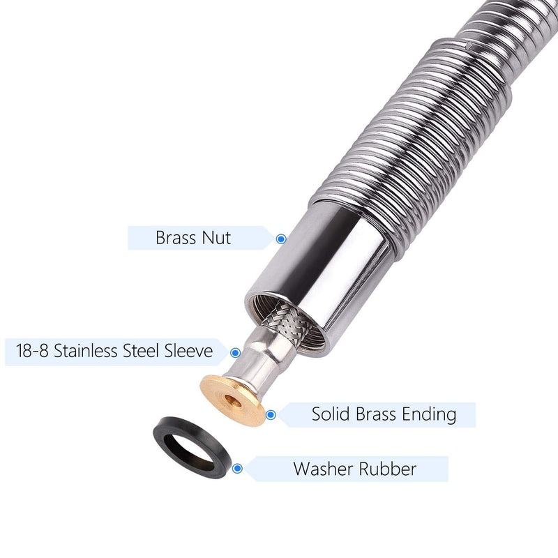 COOLWEST Flexible Metal Stainless Steel Hose 44 Inch for All Commercial Pre-Rinse Kitchen Sink Faucets Flexible Hose Replacement (111CM 44") 44inch Hose