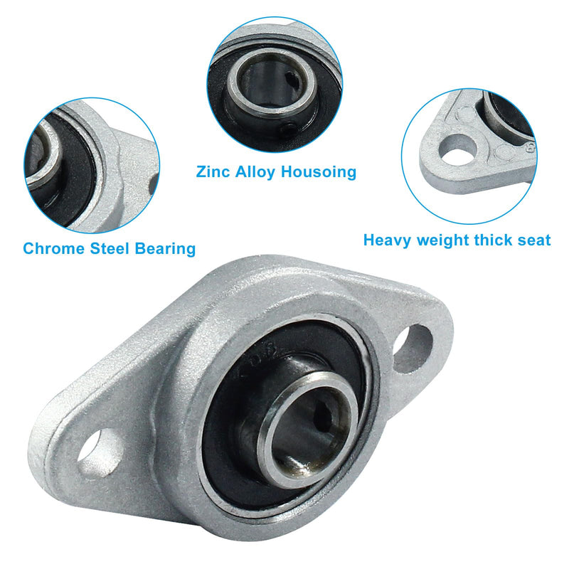 [Australia - AusPower] - 4 Pcs KFL08 Flanged Pillow Block Bearings, 8 mm Bore Self-Alignment Zinc Alloy Flange Mounted Bearings 4 