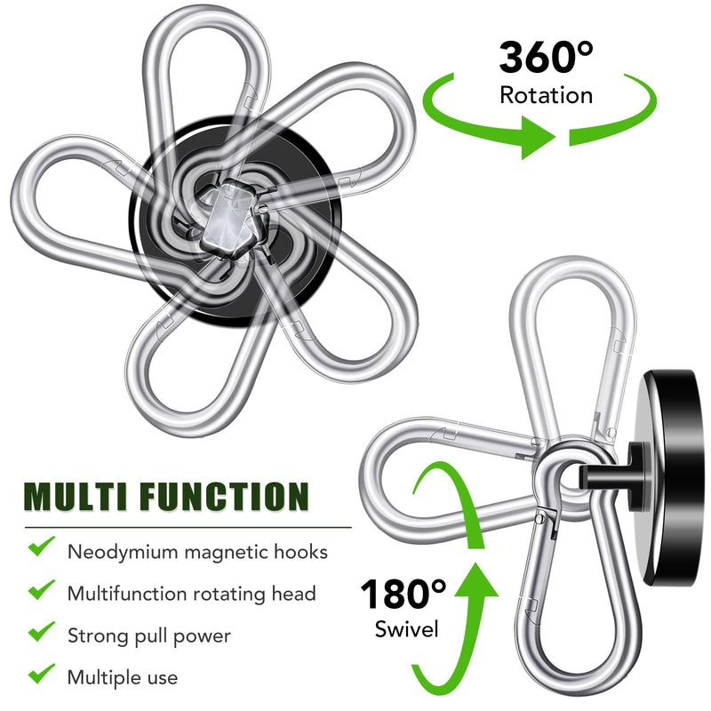[Australia - AusPower] - E BAVITE Carabiner Magnetic Hooks, 110LBS Strong Black Magnetic Hooks Heavy Duty with Swivel Carabiner Hook, Great for Hanging for Cruise, Garage, Kitchen, Refrigerator, Locker (12-Pack) Black-12P 