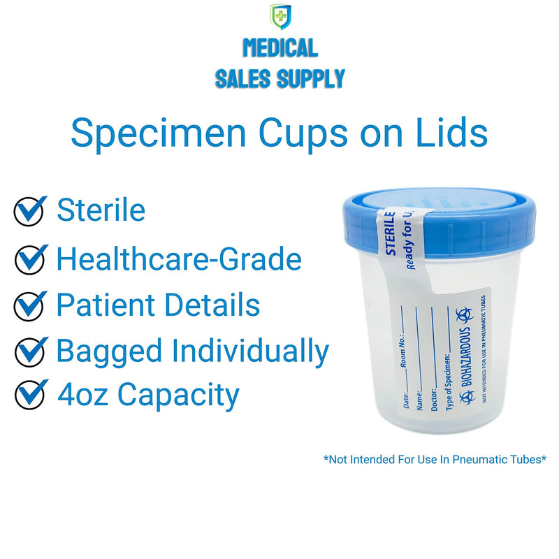 [Australia - AusPower] - Sterile Specimen Cups with Lids: 4oz Transparent Urine Collection Cup with Leak-Resistant Screw-On Lids - 3-inch Sample Jars - Designed for Secure Collection of Pee, Stool, and Semen Samples - 3 Pack 
