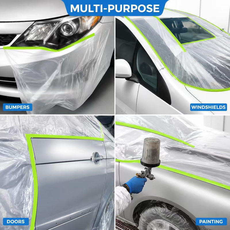 Pre-Taped Masking Film for Painting - 44" x 66'Painters Plastic roll,with Automotive Paint Tape,Decoration Painters Plastic,Windows and Furniture Protection (2 Rolls) 44in x 66ft 2Rolls 2