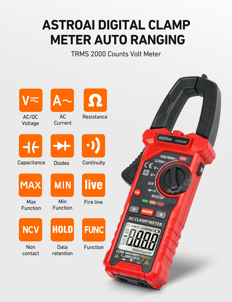 [Australia - AusPower] - AstroAI Digital Clamp Meter 2000 Counts and AM33B 2000 Counts Multimeter 