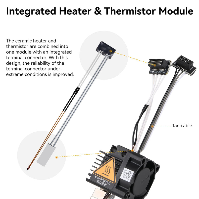 Bamboo Lab P1P, P1S Hotend Complete Kit for P1 Series 3D Printer, Full Assembly Hardened Steel Hot End with Fan, Thermistor, Ceramic Heater, 0.4mm Nozzle, and Extruder Heating Block Replacement 0.4mm P1 series Hotend Hardened Steel