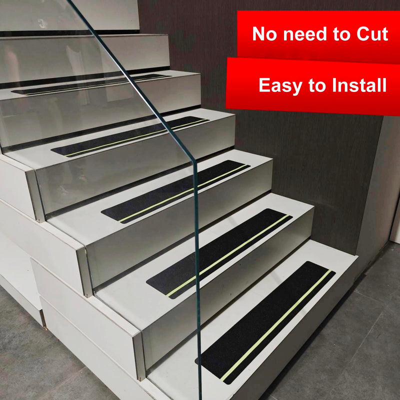 5Pack Anti Slip Traction Tape with 12mm Glow in the Dark, 6 inch x 30 inch, Non-Slip Grip Adhesive Tape to Indoor or Outdoor Stair,Tubs, Boats, Safety Grip Tape Non Skid for Stair Steps #02Black with Glow in Dark 6 inch x 30 inch 5pcs