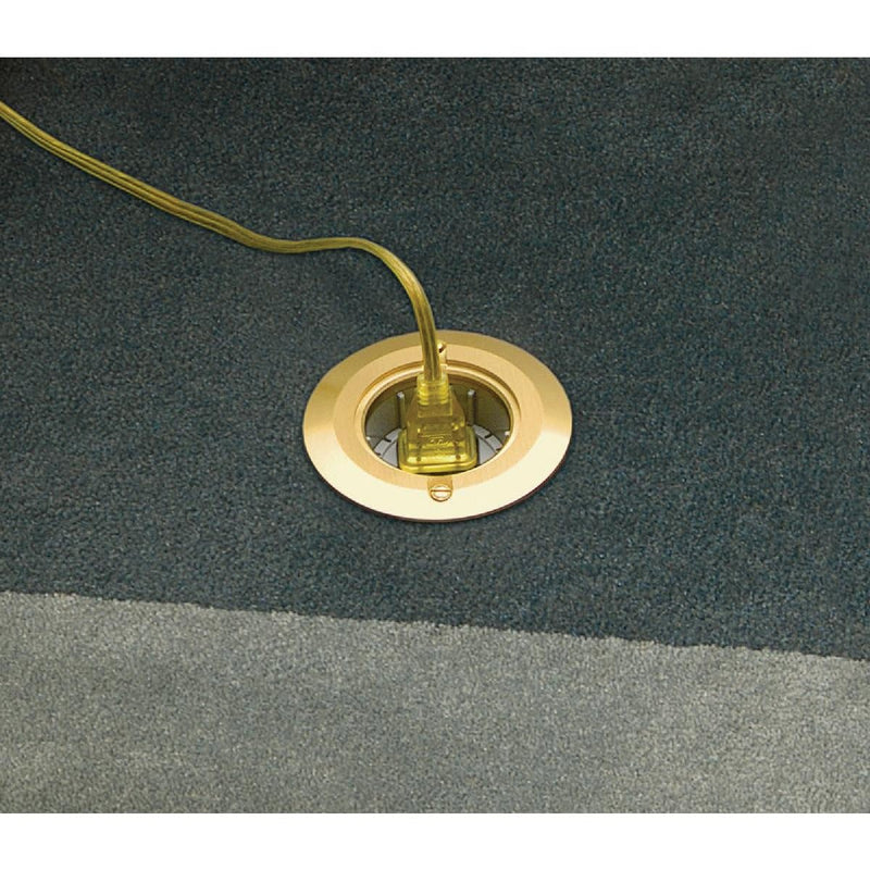 Steel City E971FBDI-2 One-Gang Drop in Floor Box with Hole Saw, 11.8 Cubic Inches, Non-Metallic with Brass Cover, Pre-Wired Single Receptacle