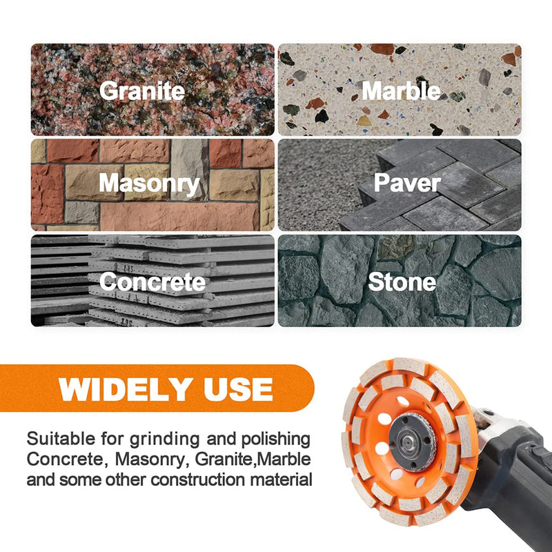 Diamond Cup Wheel 100 mm - BRSCHNITT Welded Double Row Diamond Cup Grinder Grinding Wheel for Concrete Masonry Granite Marble Natural Stone 1 100mm