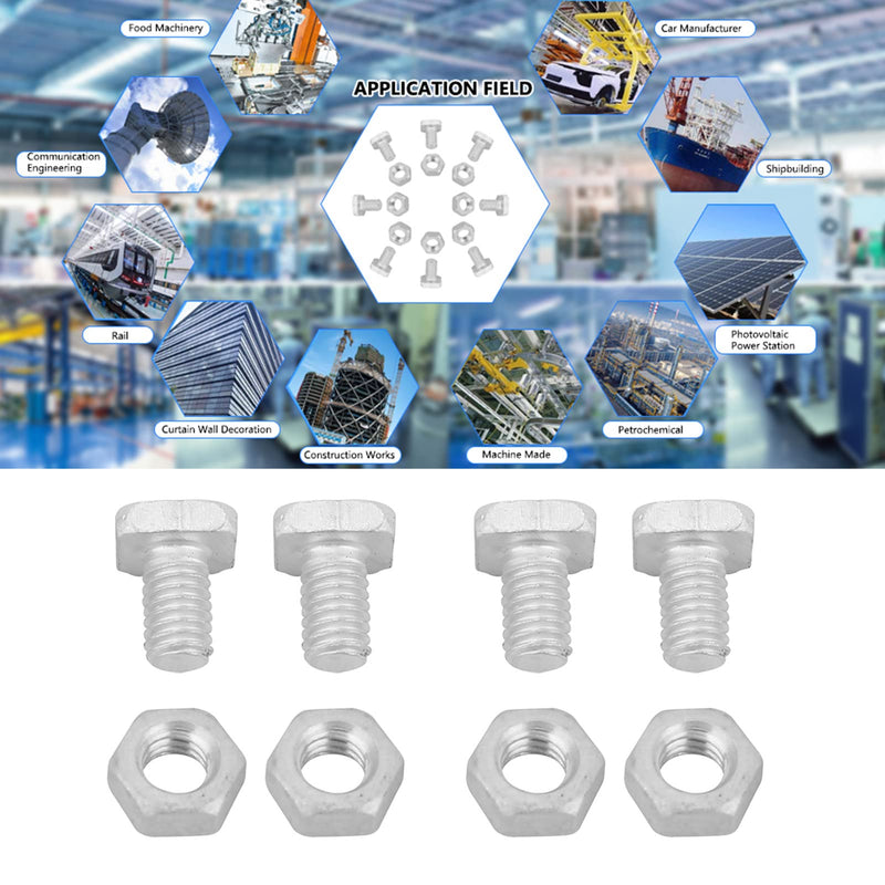 [Australia - AusPower] - Liineparalle 50Pcs Aluminium M6X12 Bolts+ 50Pcs M6 Nuts, Nut & Bolt Tool Assortment Sets for Outdoor Plant Gardening Greenhouse 