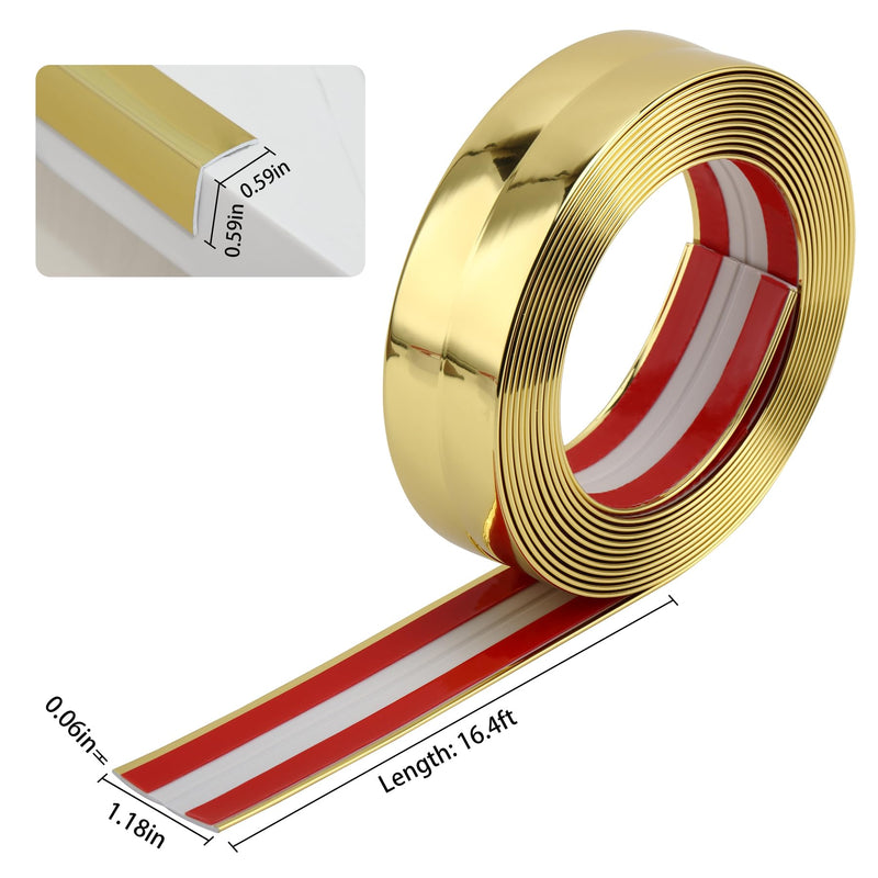 Gaahing Shiny Gold Multifunctional Molding Trim, Peel and Stick Inside Outside Corner Guards for Wall Table Edge Door Frame (16.4ft x 1.18inch) 16.4ft x 1.18inch