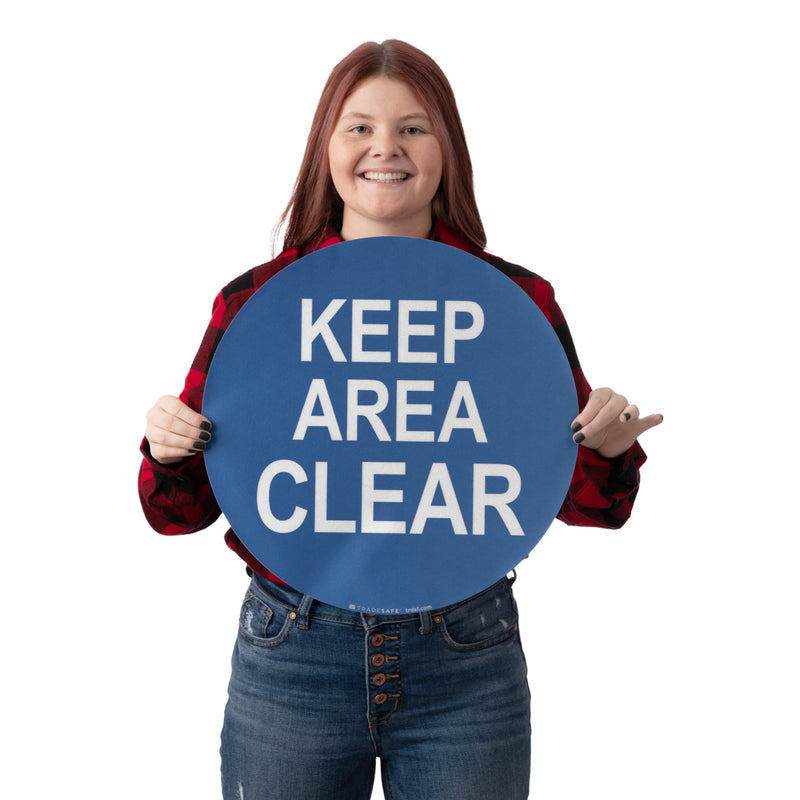 TRADESAFE Keep Area Clear Anti-Slip Floor Sticker - Keep Clear Floor Sign, Peel and Stick Adhesive Vinyl Sign, ANSI-Compliant, 17” Diameter Round Sticker