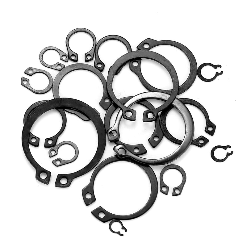 315 Pcs Snap Rings, External Retaining Rings Kit, C Clips Circlip Snap Retaining Rings Assortment Set, Secure Parts on Studs/Grooved Shafts/Pins, 15 Sizes (Alloy Steel, Black) Alloy Steel, Black