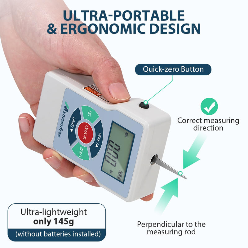 [Australia - AusPower] - Mxmoonfre 20N Digital Tension Gauge with LCD Display, High-Precision 0.01N Force Meter, 5-Unit Conversion (N/kg/lb/oz/g), Ergonomic Lightweight Design for Industrial & Home Use, ETL-20N 