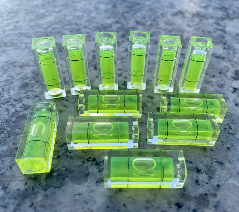 [Australia - AusPower] - 8Pcs Small Bubble Spirit Level Mini Square Levels Measuring Tools for Balancing Frame, Mural, Picture Hanging, Turntable, Tripod, Camera, Phonograph, 10x10x29mm, 32x7mm (Set A) 