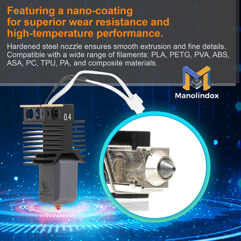 [Australia - AusPower] - 2Pcs 0.4mm U1 Hotend for Snapmaker U1 Hotend 24V 48W Ceramic Heating Block, with Brush and Cleaning Needle Silicone Socks and Kit Tools 