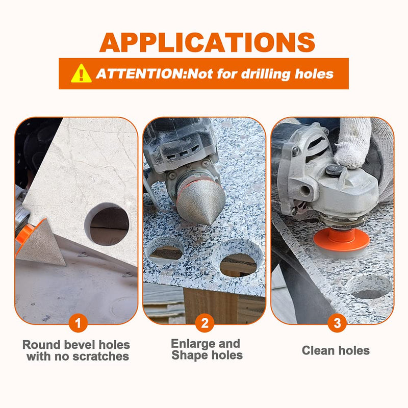 [Australia - AusPower] - Diamond Chamfer Drill 50 mm - BRSCHNITT Diamond Chamfer Bits Finger Mill for Enlarging Holes in Tiles Porcelain Marble Ceramic Granite M14 Thread for Angle Grinder 1 2-50mm 