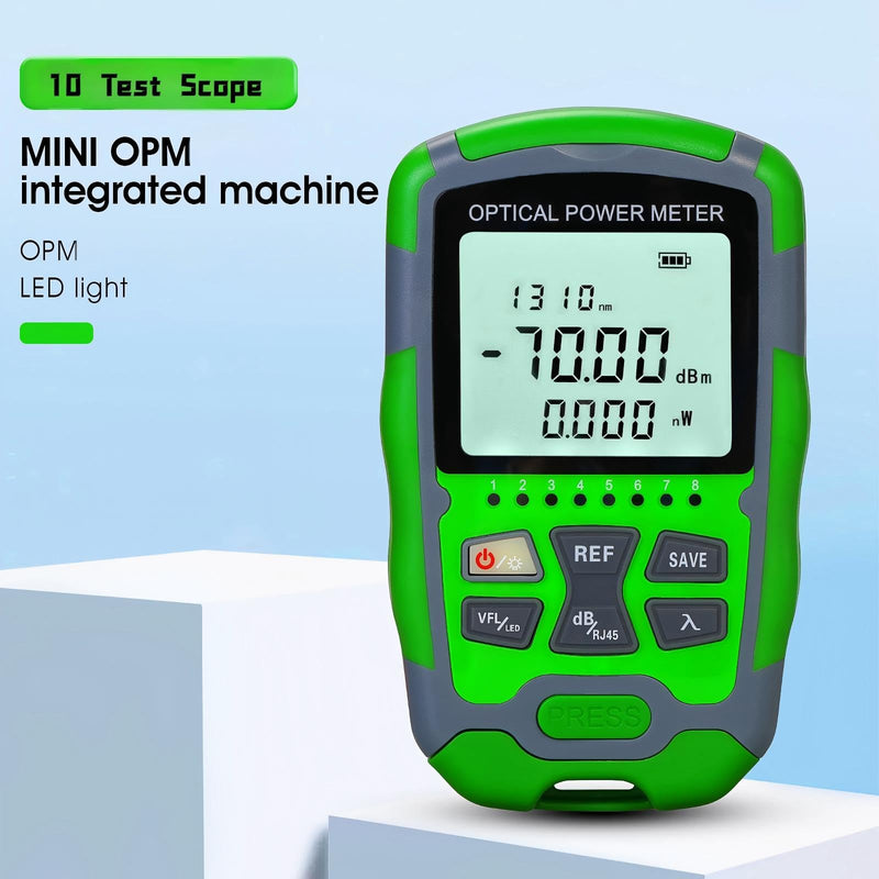 [Australia - AusPower] - Dry Cell A-M70 OPM Portable Fiber Optic Power Meter Integrated Machine 30 (FC/SC/ST) & RJ45 Network Test Portable Fiber Optic Tester ‑70 to +10 1pc FC to LC Adapter 