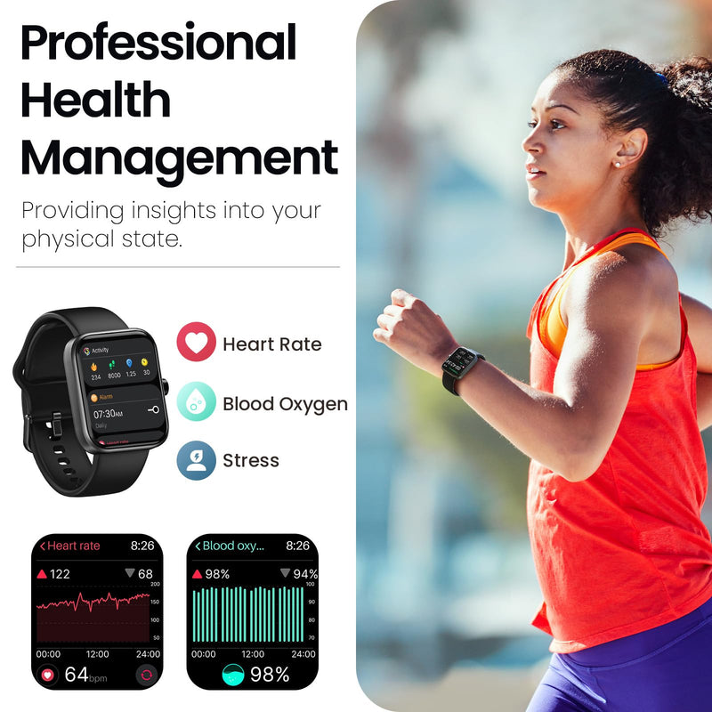 [Australia - AusPower] - TOZO S3 Smart Watch (Answer/Make Call) Bluetooth Fitness Tracker with Heart Rate, Blood Oxygen Monitor, Sleep Monitor IP68 Waterproof 1.83-inch HD Color for Men Women Compatible iPhone & Android 
