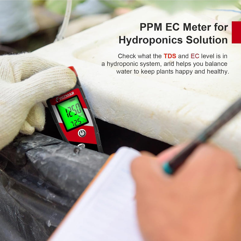 [Australia - AusPower] - pH Meter for Water Hydroponics Supplies - pH Up and Down Tester Digital PPM Meter EC Meter Combo for Home Growers – Accurate pH Tester TDS EC Reader for Hydroponics 4 in 1 meter with calibration 
