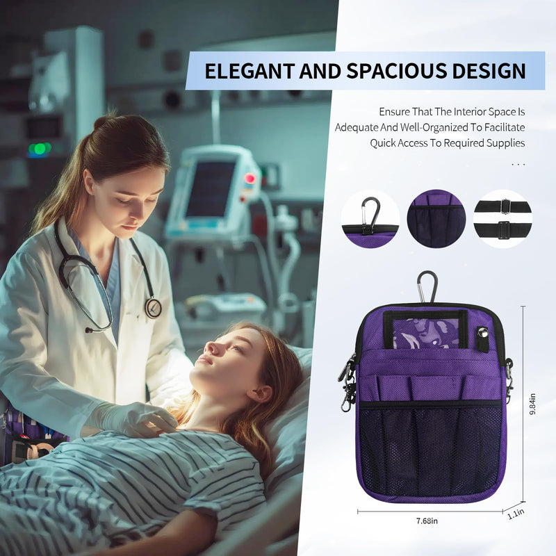 [Australia - AusPower] - Nurse Fanny Pack for Women with Stethoscope Holder - Medical Fanny Pack and Pouch Organizer, Small Utility Waist Bag for Nursing Tools and Supplies, Ideal Nurse Belt bag (Purple) Purple 