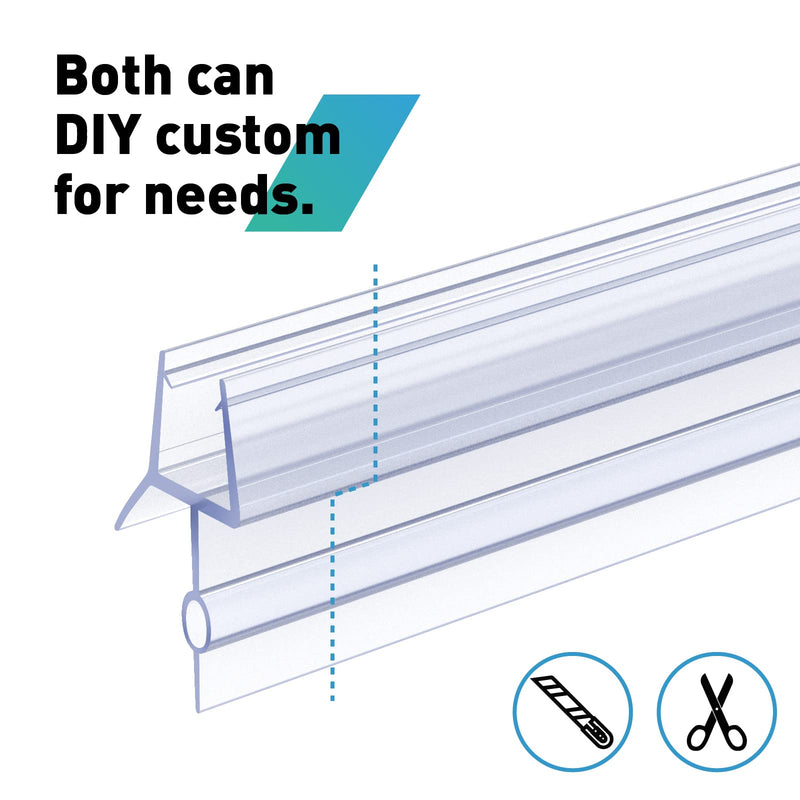 Shower Door Bottom Seal,2 PCS 5/16" X 36" Shower Door Sweep for 5/16 Inch Glass,Frameless Glass Door Seal Strip to Seal 22mm Gap,Stop Shower Leaks and Create a Water Barrier For 5/16" Glass