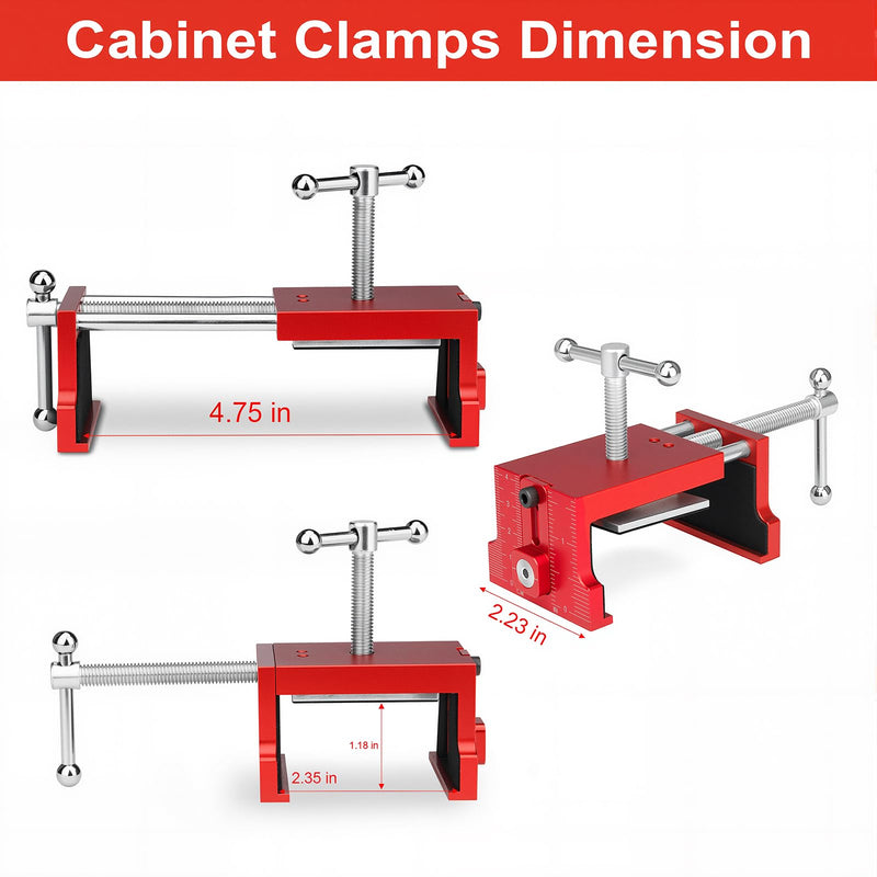 [Australia - AusPower] - 2Pack Comfylichi Cabinet Clamps for Installing Cabinets, Face Frame Clamps & Claw for Cabinet, Essential Cabinet Tools with 3 Sizes Hole Drilling Guide for Precise Alignment & Installation 