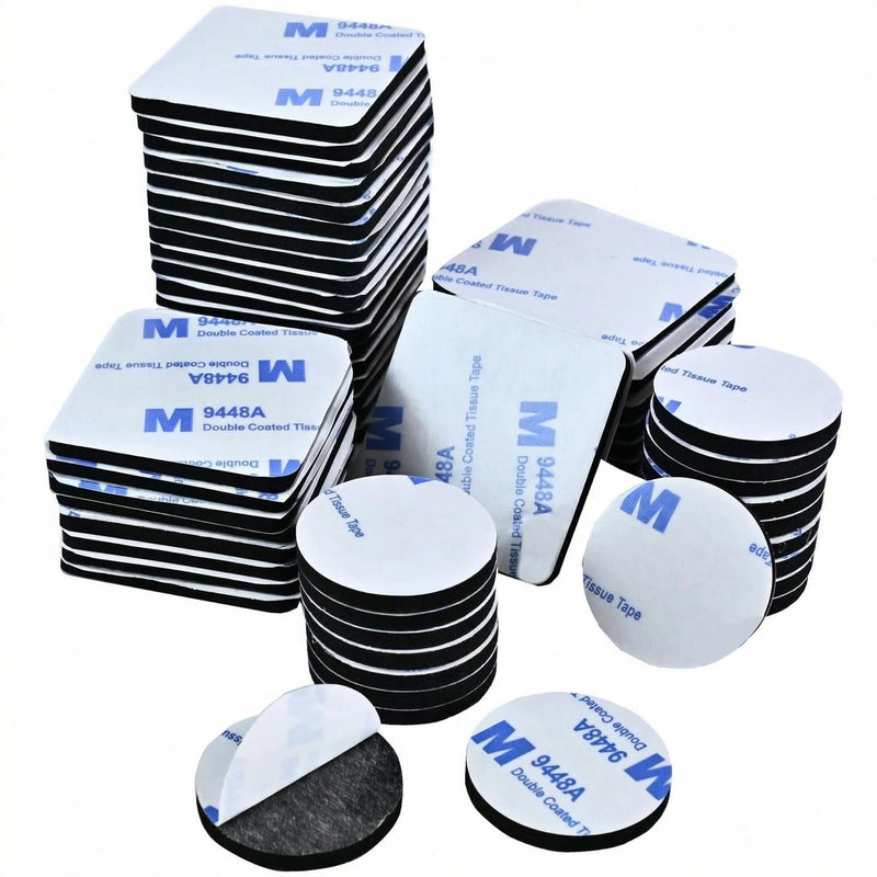 Double Sided Foam Tape,Heavy Duty Mounting Tape,56Pcs 3mm thickness Self-Adhesive Tape,Super-Sticky Black Strong Pads Include Square Round,Waterproof for Walls Door Wood Metals Glass Papers (Black) 56