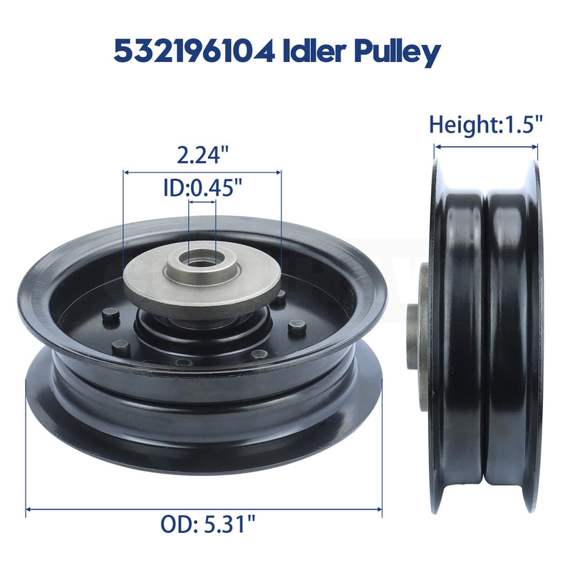 [Australia - AusPower] - 532196104 Husqvarna Idler Pulley with 539132728 idler pulley Replaces Husqvarna 539132728, 589766102, 589766101, 539112196, 532197380, Craftsman 196104, 197380 for RZ4623, RZ5424, Z246 Mowers 