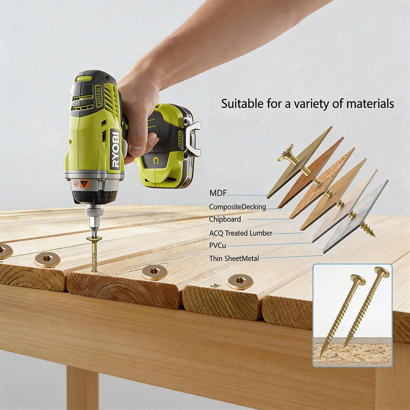 #14×8Inch Heavy Duty Outdoor Wood Screws Carbon Steel Rustproof Deck Screws 30 Pcs Epoxy Structural Screws With T30 Drill Bit, No Pre-Drilling Required, for Woodworking Construction Projects #14×8in