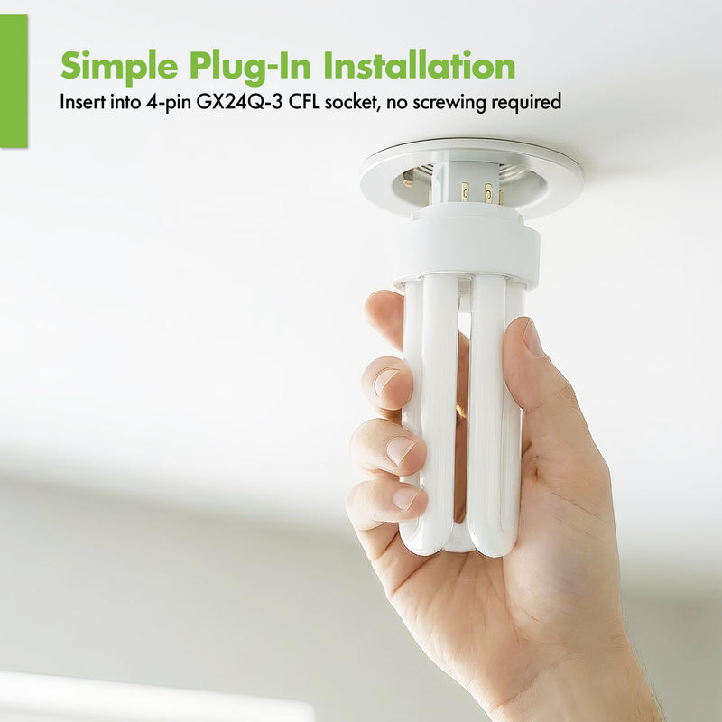 KOR (Pack of 8) PL26W/3U/4P/2700K - 26 Watt Triple Tube - GX24Q-3 (4 Pin) Base - 2700K Warm White - Compact Fluorescent Light Bulb 8 Pack