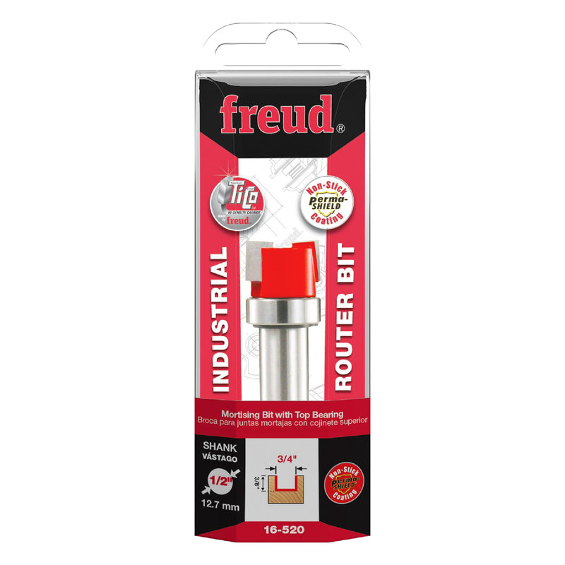 Freud 16-520 3/4-inch (Dia.) Mortising Bit with 1/2-inch Shank | With Perma-SHIELD Coating, Ideal for Ultra-Clean Hinge Mortises, or Perfect Grooves and Dadoes, 16-520