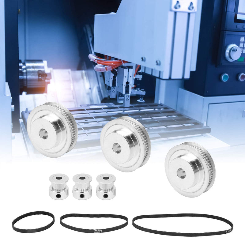 [Australia - AusPower] - 2GT Synchronous Wheel, 6PCS Set 20&60 Teeth Synchronous Wheel 8mm Bore Aluminum Timing Pulley with Width 6mm Length 200/280/400/mm Timing Belt 