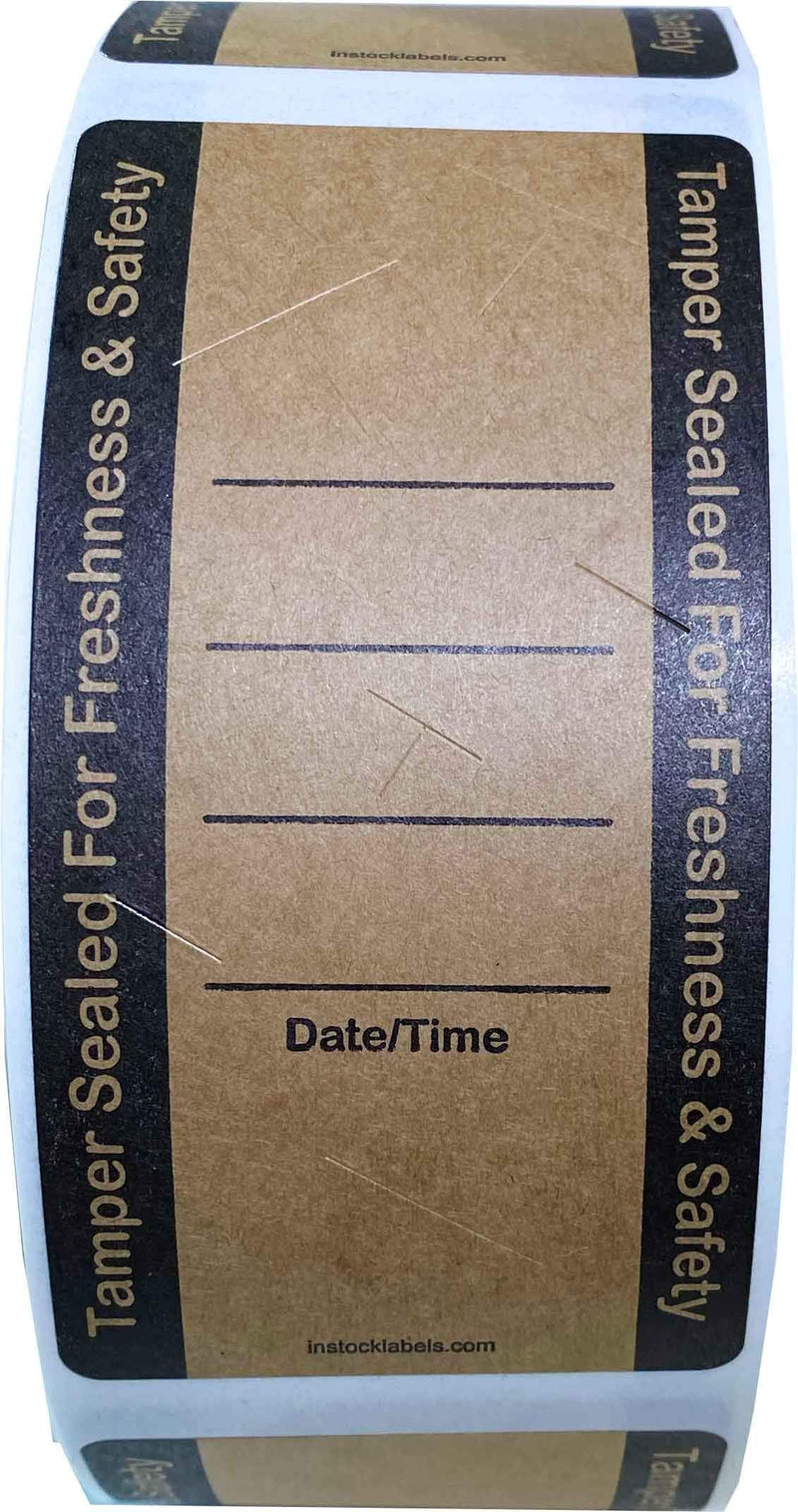 Natural Kraft Food Delivery Tamper Evident Labels Go Green 2 x 4 Inch 500 Total Adhesive Stickers