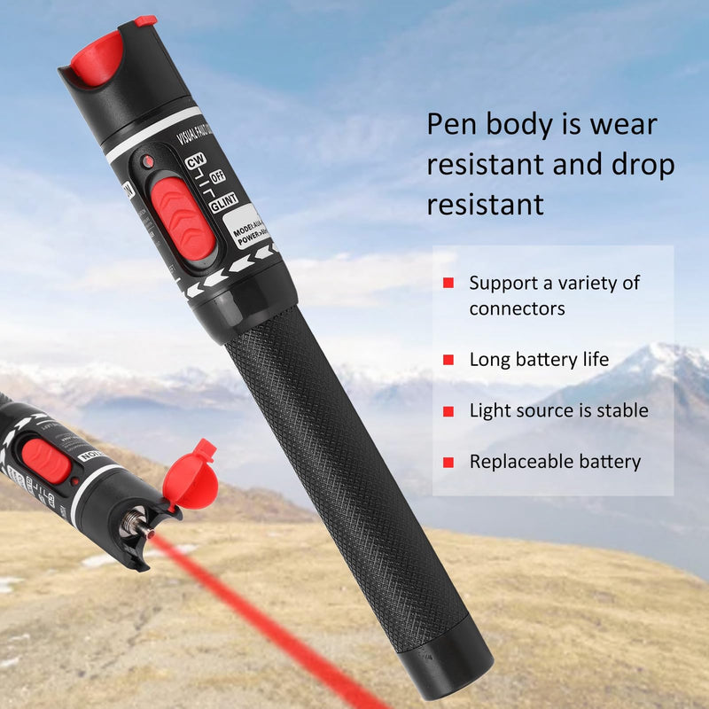 [Australia - AusPower] - Visual Fault Locator 50mW Vfl Red Light Pen for Network Cable Test Fiber Source Tester Detector Meter for Fc Sc St LC 6.9" Cable Tester 