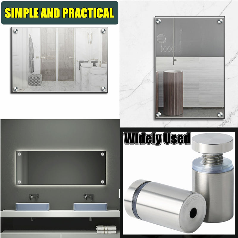 [Australia - AusPower] - Alise 3/4"x1" Sign Standoff Screws,Wall Mount Glass Standoff Advertising Nail for Hanging Acrylic Picture Frame Glass Acrylic Signs,Stainless Steel Sign Mounting Bracket Hardware,Brushed,Pack of 8 Brushed Nickel 19x25mm 