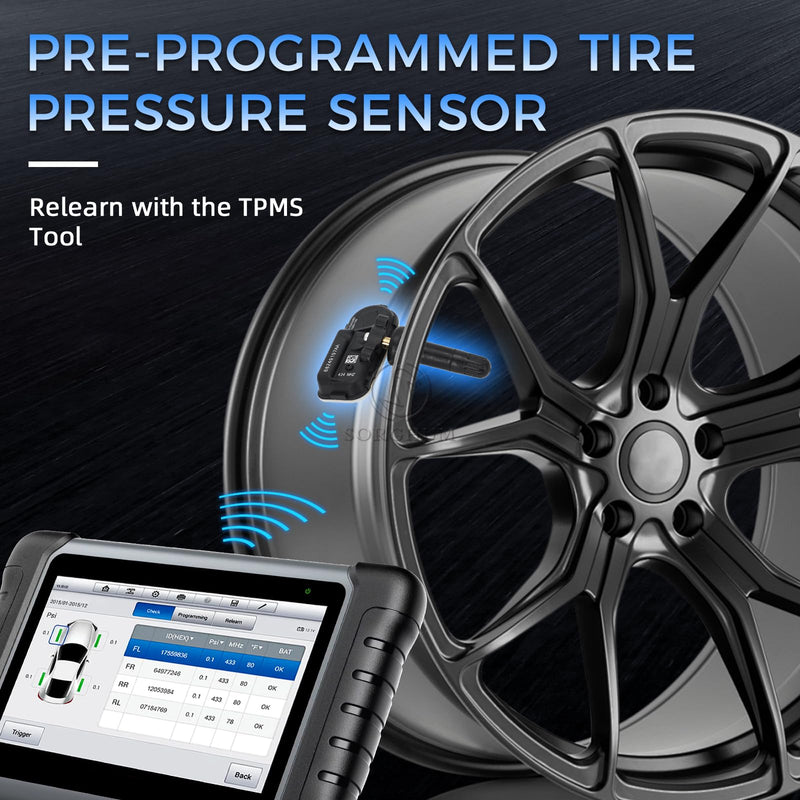 Sorghum Tire Pressure Monitoring System - Pre-Programmed TPMS Sensors 434MHz Compatible with 2014-2024 Ram 1500 2500 3500 Jeep Cherokee Replace# 68249197AA 68239720AA 68157568AA Set of 4 Standard