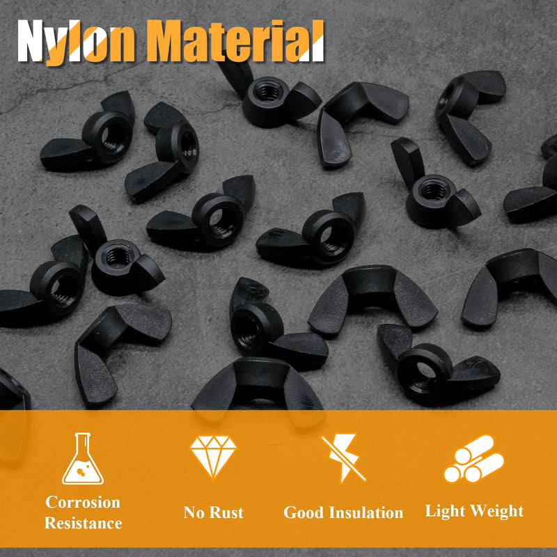 [Australia - AusPower] - 30Pcs M6 Wing Nuts Nylon Butterfly Nut Hand Twist Fasteners Hardware Parts (5/16 Inch) 