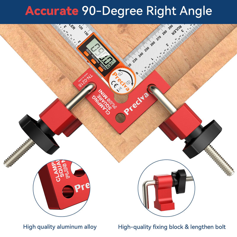 [Australia - AusPower] - Preciva 90 Degree Mini Positioning Squares 2 Sets (2.32''x 2.32''), Aluminum Alloy Right Angle Clamps Fixing Clamp, Carpenter Corner Clamping Square Tool for Picture Frame Box Cabinets Drawers (Red) Red 