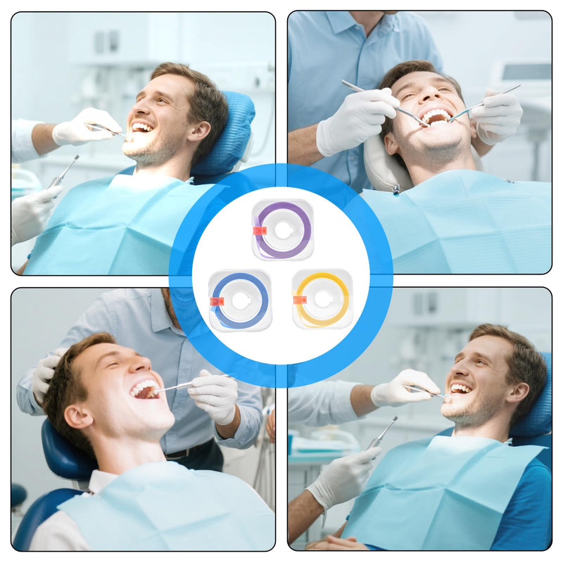 Pack of 3 Tooth Sandpaper, Tooth Sandpaper, Teeth Sandpaper for Tight Spaces, Polishing Strips Teeth (2/3/5 mm x 6 m), Yellow, Blue, Purple, Dental Polishing Strips, Teeth Polishing, for Polishing