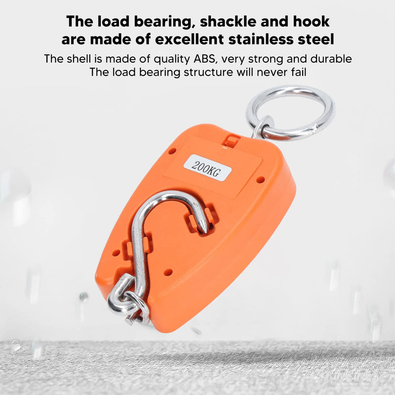 [Australia - AusPower] - Portable Digital Hanging Scale, Precise 200 kg Load Capacity, Multifunctional Mini Handheld Scale with LCD Screen for Agriculture, Hunting, Fishing, Workshop, Home 