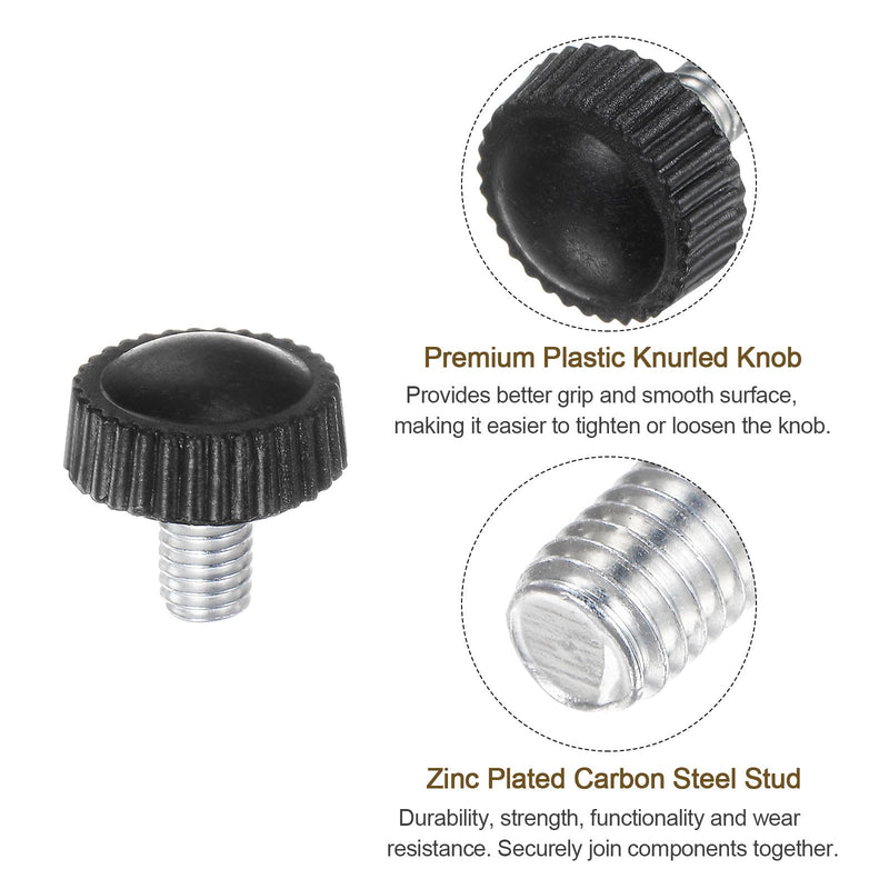 [Australia - AusPower] - uxcell 20pcs M5 x 8mm Male Thread Knurled Knobs, Thumb Screw Clamping Knobs Grip Plastic Handle Hand Knobs with Threaded Stud, Black 