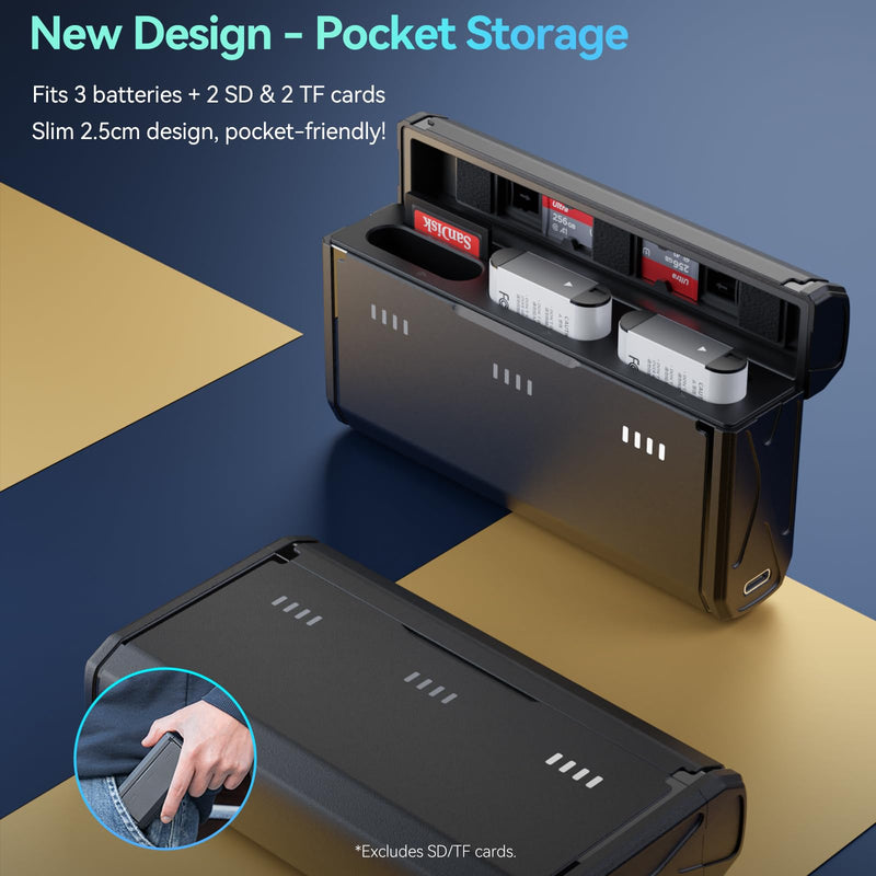 [Australia - AusPower] - TELESIN 2 Pack NP-BX1 Battery and 3-Channel Battery Charger for Sony NP-BX1/M8, ZV-1, ZV-1 II, Cyber-Shot DSC-HX80, HX90V, HX95, HX99, RX1, RX1R II, RX100 (II/III/IV/V/VA/VI/VII), FDR-X3000, HDR-AS50 