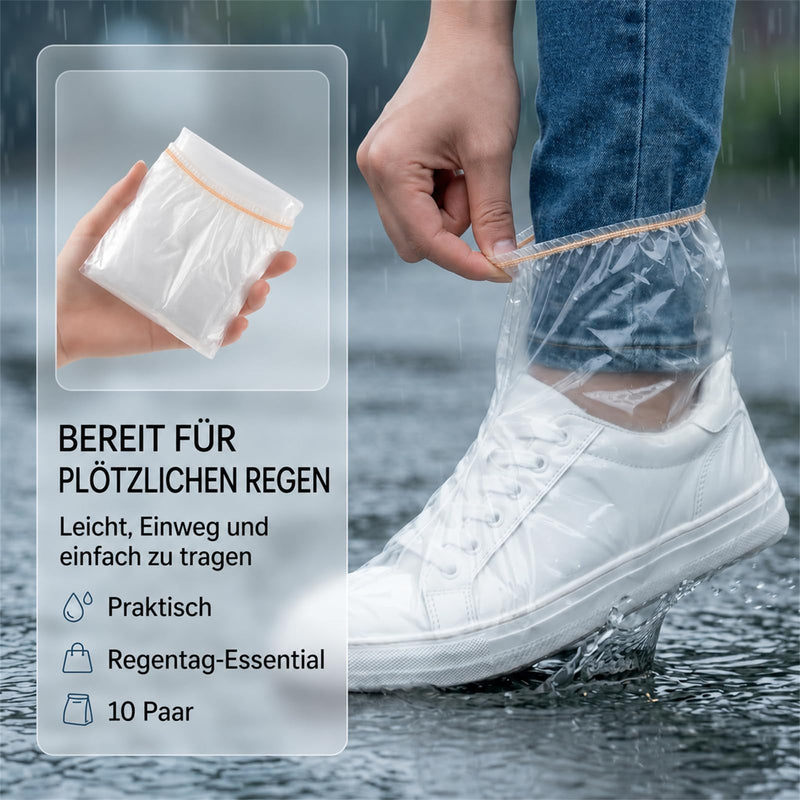 10 Pairs (20 Pieces) Waterproof Disposable Overshoes - Lightweight Rain Cover for Shoes Commuting, Dog Walking & Outdoor Activities
