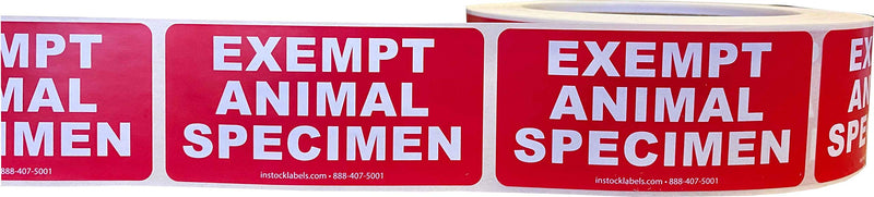 Exempt Animal Specimen Labels 1.5 x 3 Inch 500 Total Labels