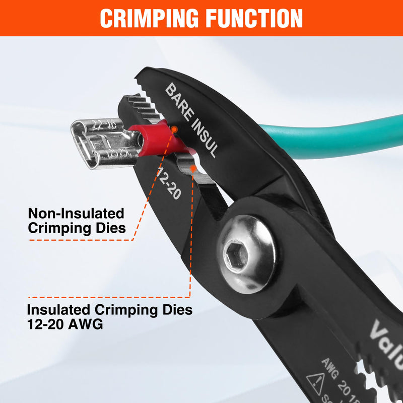 [Australia - AusPower] - Valuemax 4-in-1 Wire Stripper Tool, Wire Stripper, Wire Cutters, Wire Crimping Tool, Multifuntional Electrician Pliers for Clamping, Stripping, Cutting, Crimping, 10-20 AWG 