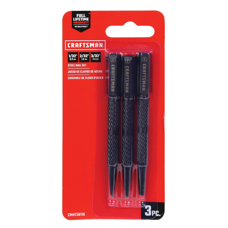 CRAFTSMAN Steel Nail Set, 3-Piece (CMHT58116) (Pack of 3) One Size (Pack of 3)
